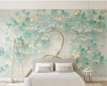Цвете живопис на поръчка тапети снимка на цвете релеф на дърво украсата на къщата стенопис дневна спалня фон 3D тапети