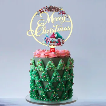 Цветен Печат Акрилни весела Коледа Торта Topper Високо Качество Коледна Торта Topper за Семейството С Новата Година, Вечерни Украса на Тортата