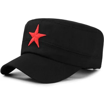 Червена петолъчна звезда бродирани военна шапка bone masculino черна плоска шапка камуфляжная тактическа шапка шофьор на камион на открито твърда